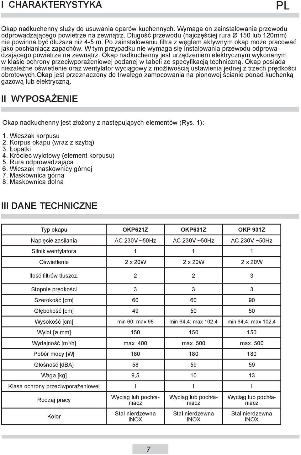 W tym przypadku nie wymaga się instalowania przewodu odprowadzającego powietrze na zewnątrz.