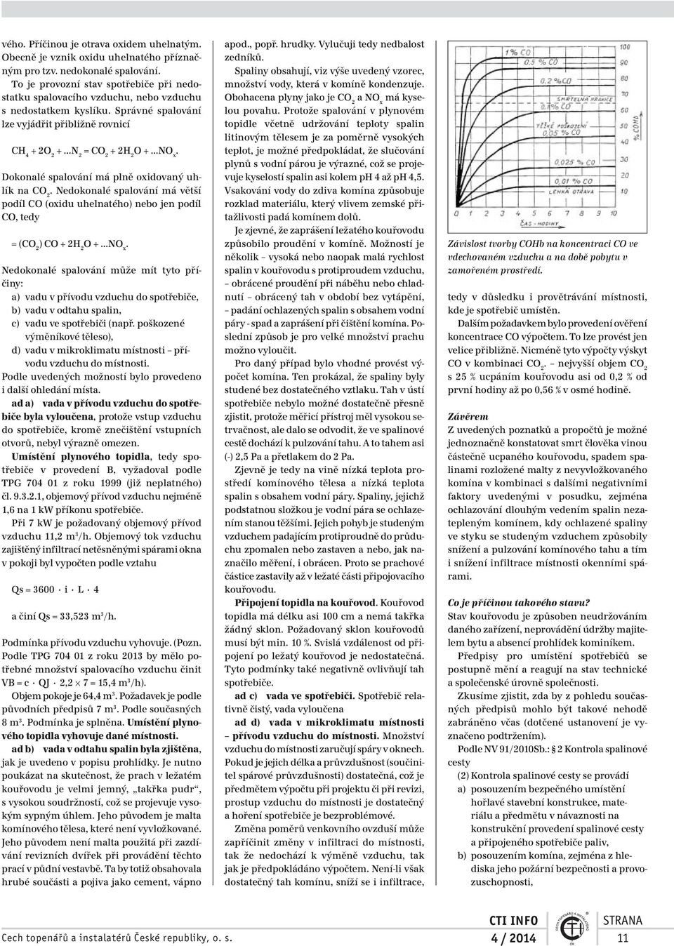 Dokonalé spalování má plně oxidovaný uhlík na CO 2. Nedokonalé spalování má větší podíl CO (oxidu uhelnatého) nebo jen podíl CO, tedy = (CO 2 ) CO + 2H 2 O + NO x.