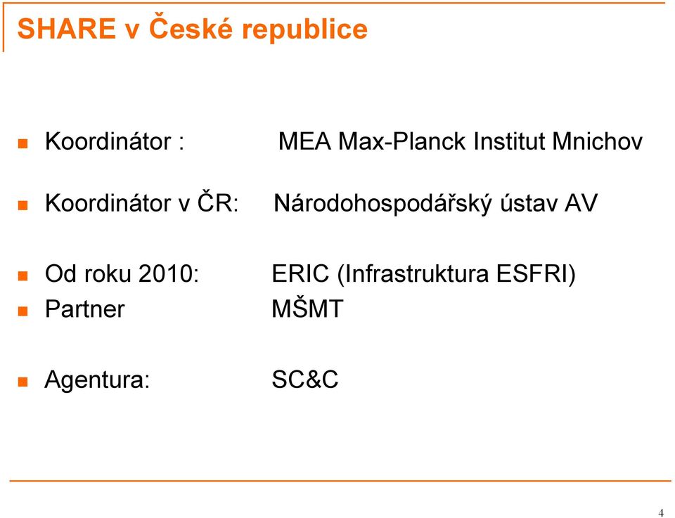 Národohospodářský ústav AV Od roku 2010: ERIC