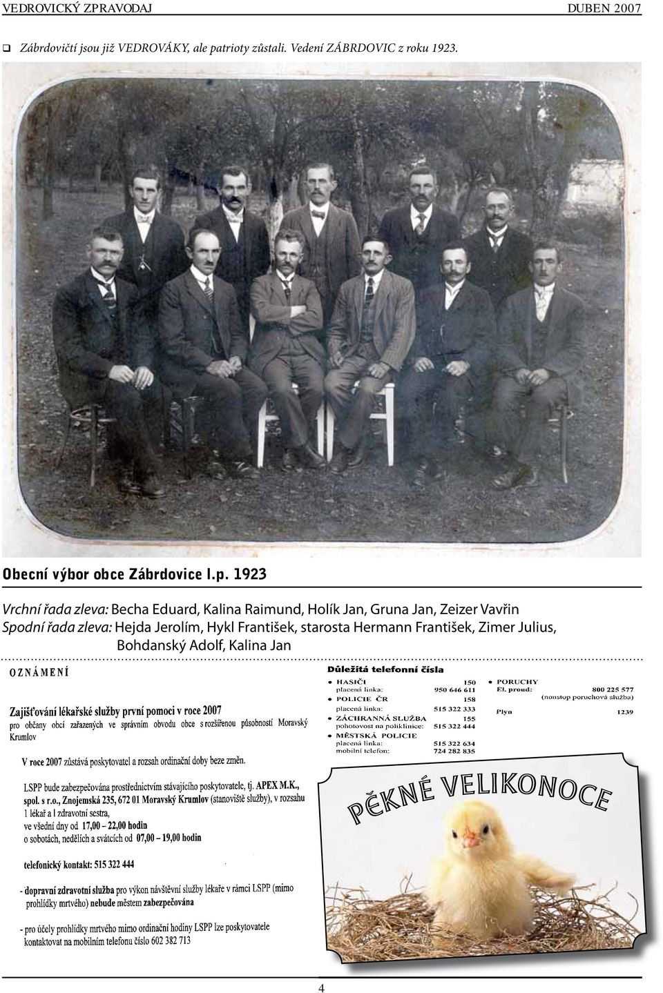 1923 Vrchní řada zleva: Becha Eduard, Kalina Raimund, Holík Jan, Gruna Jan, Zeizer