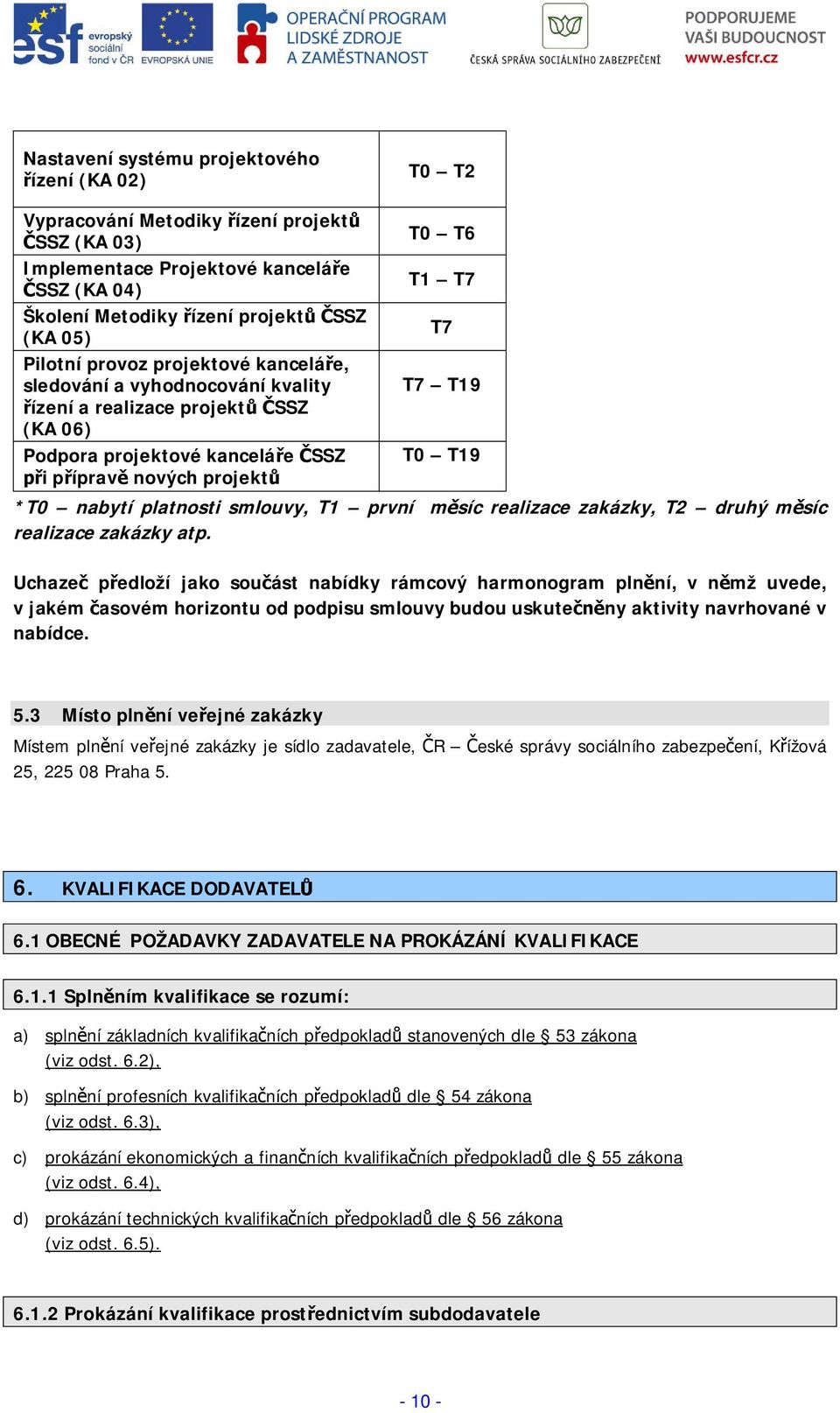 msíc realizace zakázky, T2 druhý msíc realizace zakázky atp.