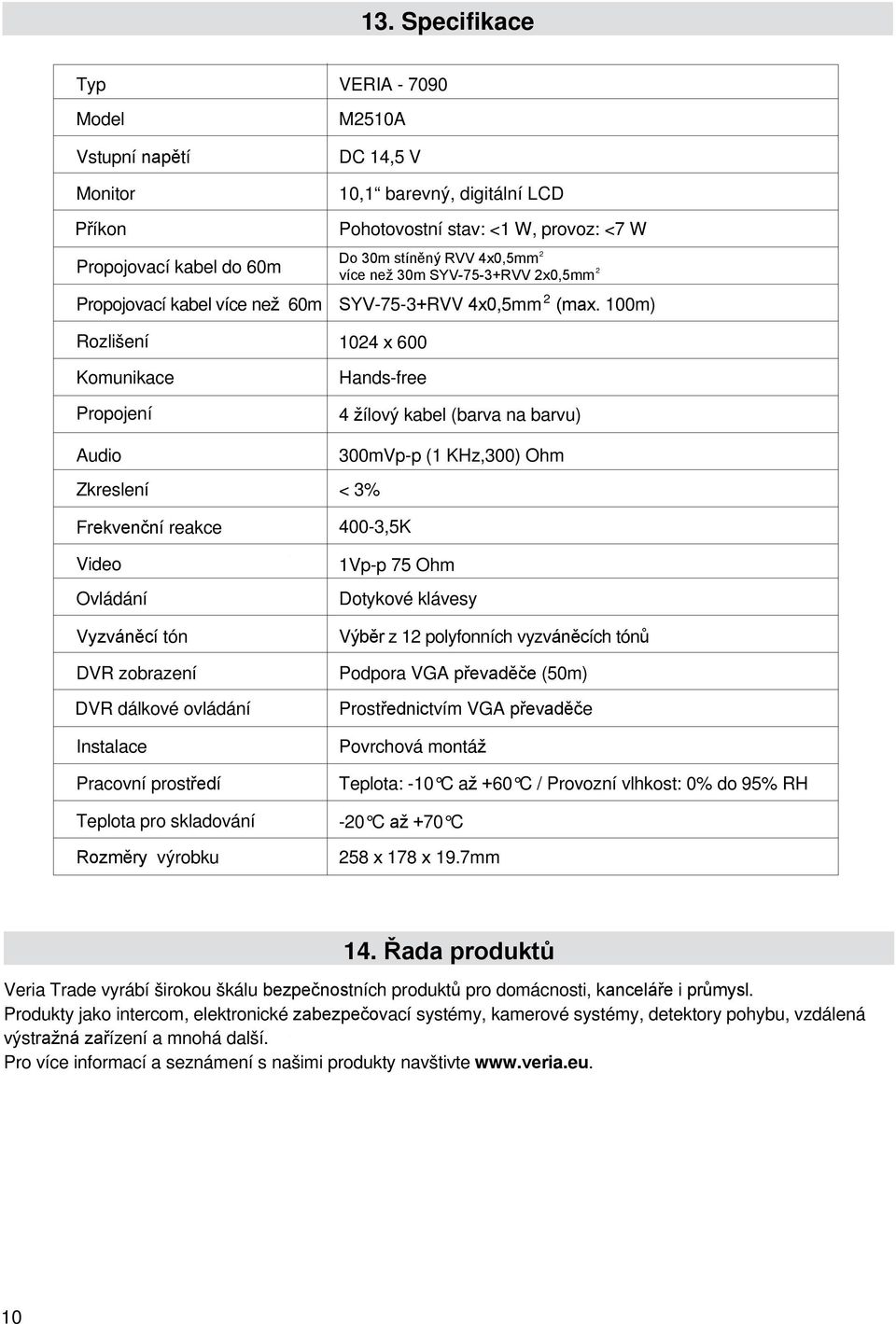 provoz: <7 W Do 30m stíněný RVV 4x0,5mm více než 30m SYV-75-3+RVV x0,5mm SYV-75-3+RVV 4x0,5mm (max.