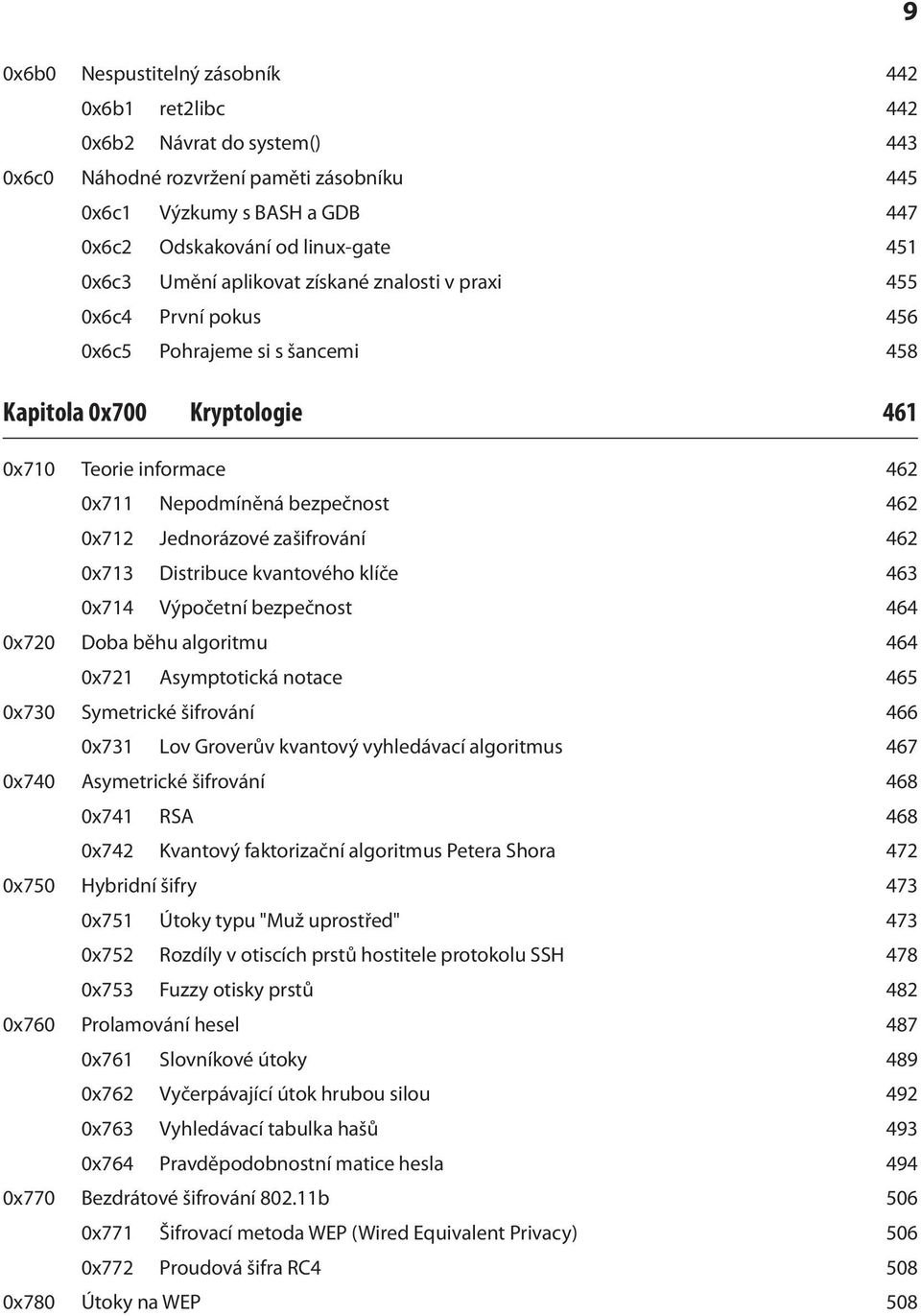 0x712 Jednorázové zašifrování 462 0x713 Distribuce kvantového klíče 463 0x714 Výpočetní bezpečnost 464 0x720 Doba běhu algoritmu 464 0x721 Asymptotická notace 465 0x730 Symetrické šifrování 466 0x731