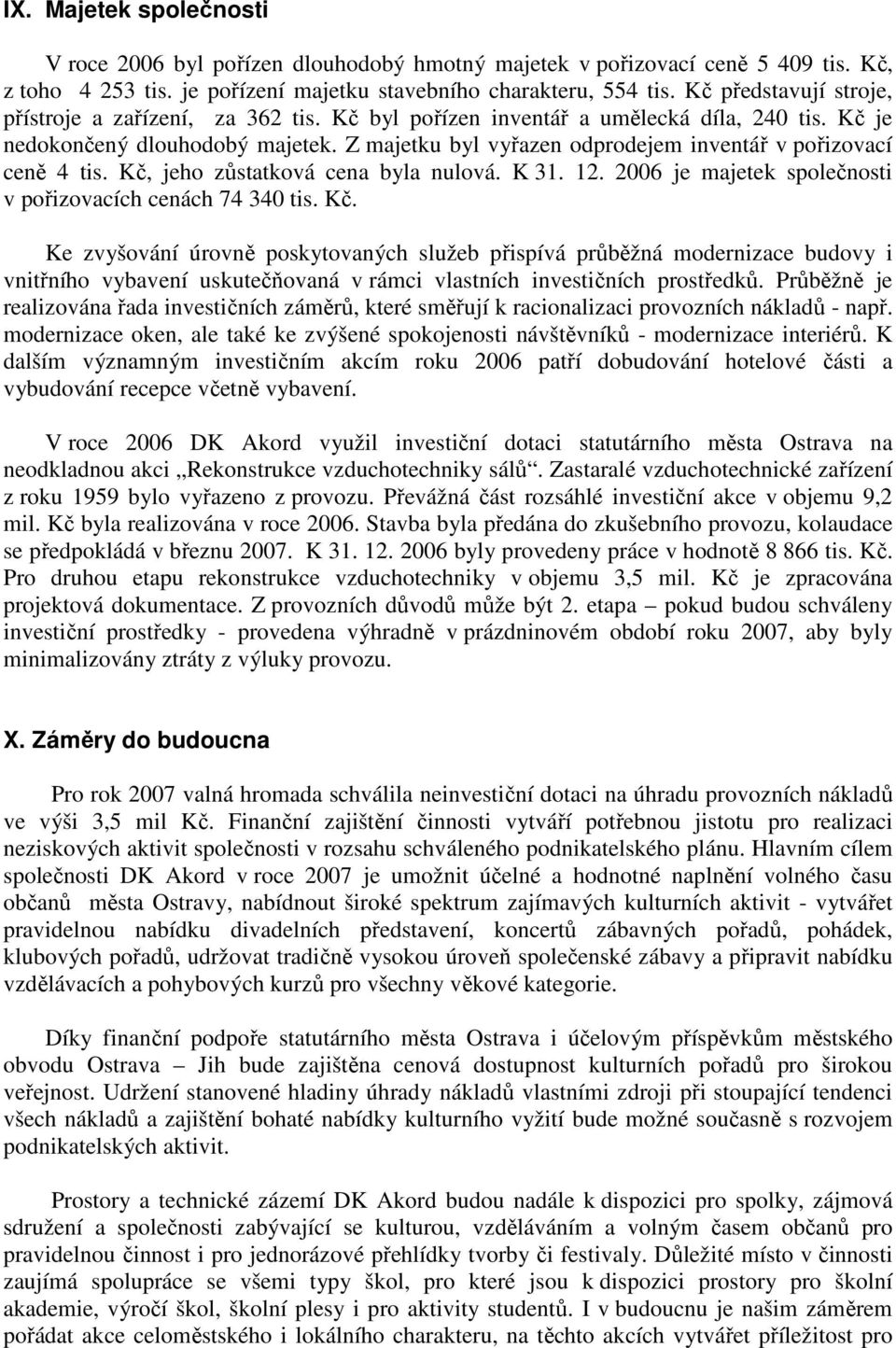 Z majetku byl vyřazen odprodejem inventář v pořizovací ceně 4 tis. Kč,