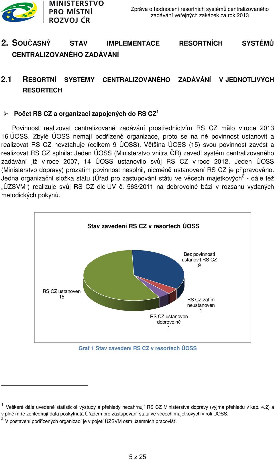 2013 16 ÚOSS. Zbylé ÚOSS nemají podřízené organizace, proto se na ně povinnost ustanovit a realizovat RS CZ nevztahuje (celkem 9 ÚOSS).