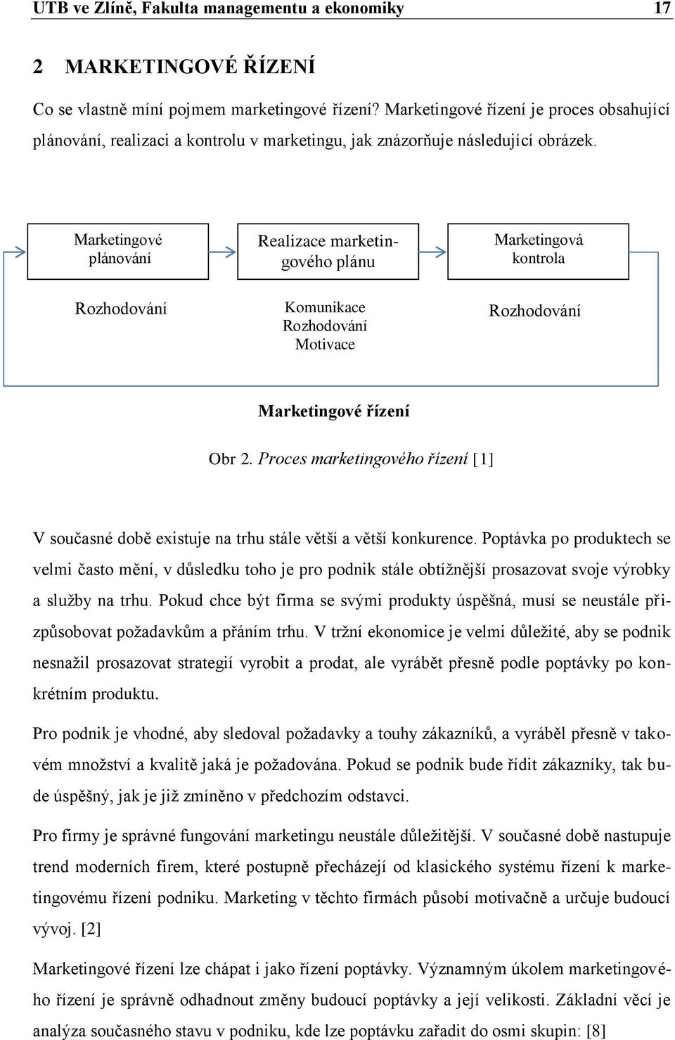 Marketingové plánování Rozhodování Realizace marketingového plánu Komunikace Rozhodování Motivace Marketingová kontrola Rozhodování Marketingové řízení Obr 2.