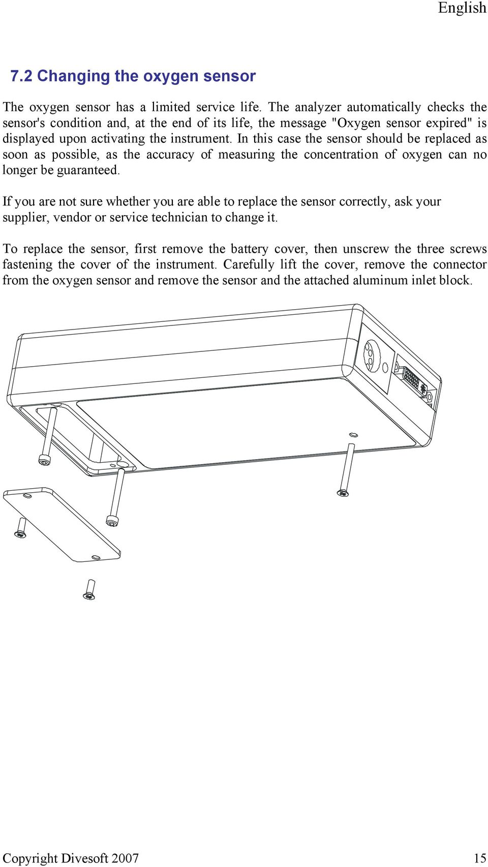 In this case the sensor should be replaced as soon as possible, as the accuracy of measuring the concentration of oxygen can no longer be guaranteed.