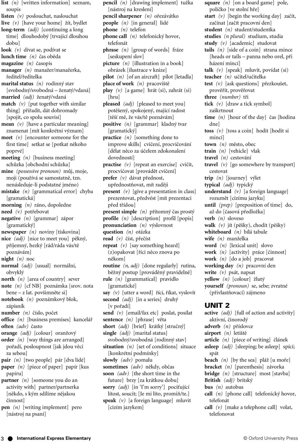 Ïenat /vdaná match (v) [put together with similar thing] pfiifiadit, dát dohromady [spojit, co spolu souvisí] mean (v) [have a particular meaning] znamenat [mít konkrétní v znam] meet (v) [encounter