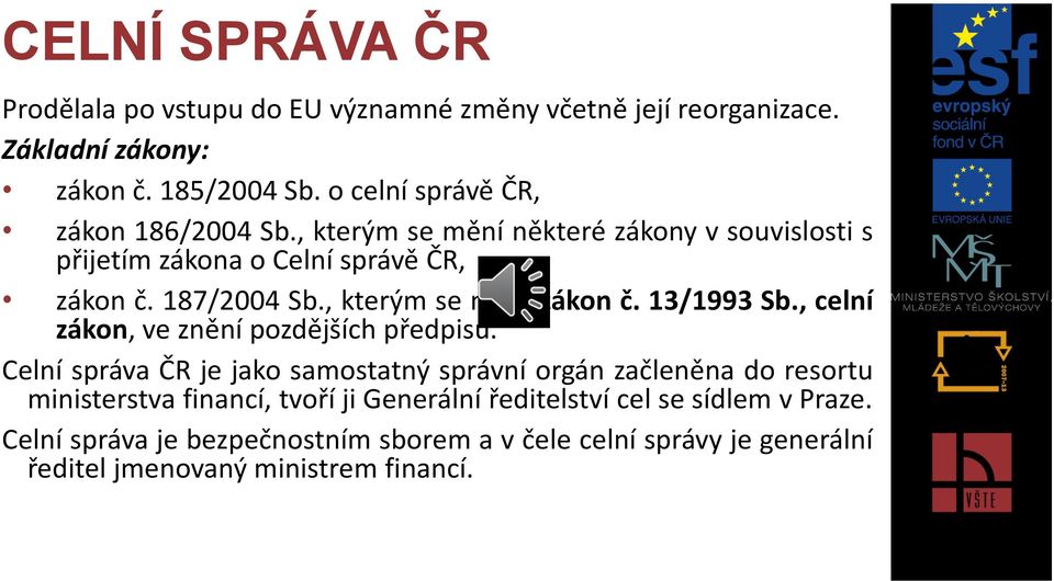 , kterým se mění zákon č. 13/1993 Sb., celní zákon, ve znění pozdějších předpisů.