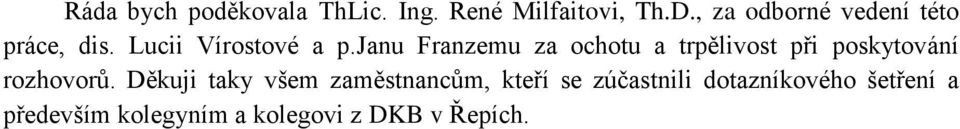 janu Franzemu za ochotu a trpělivost při poskytování rozhovorů.