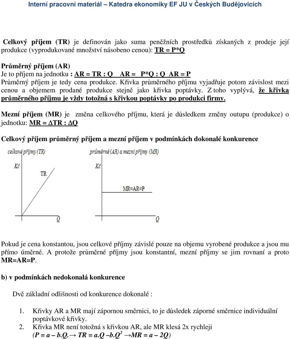 Z toho vyplývá, že křivka průměrného příjmu je vždy totožná s křivkou poptávky po produkci firmy.