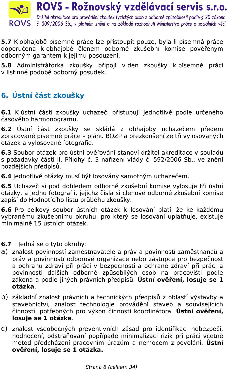 1 K ústní části zkoušky uchazeči přistupují jednotlivě podle určeného časového harmonogramu. 6.