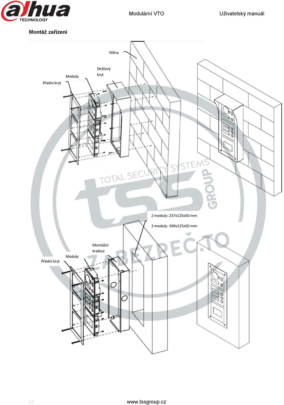 237x125x50 mm 3 moduly: