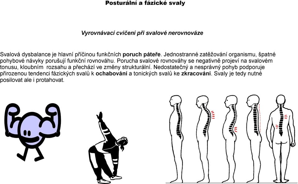 Porucha svalové rovnováhy se negativně projeví na svalovém tonusu, kloubním rozsahu a přechází ve změny strukturální.