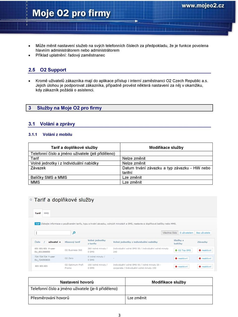3 Služby na Moje O2 pro firmy 3.1 