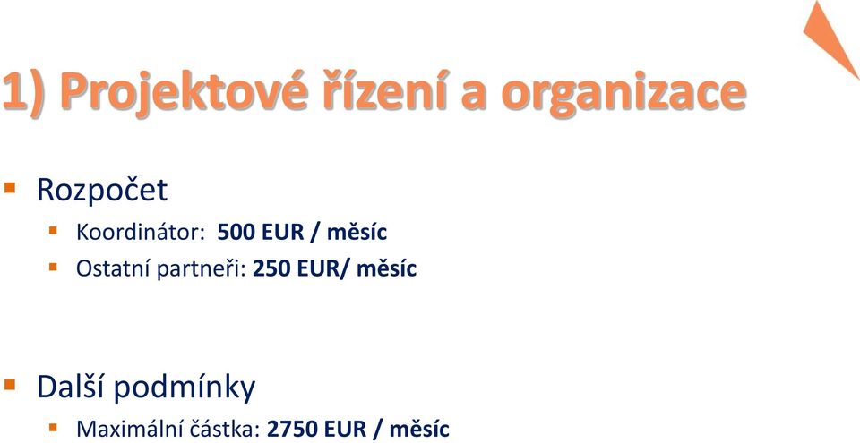 Ostatní partneři: 250 EUR/ měsíc Další