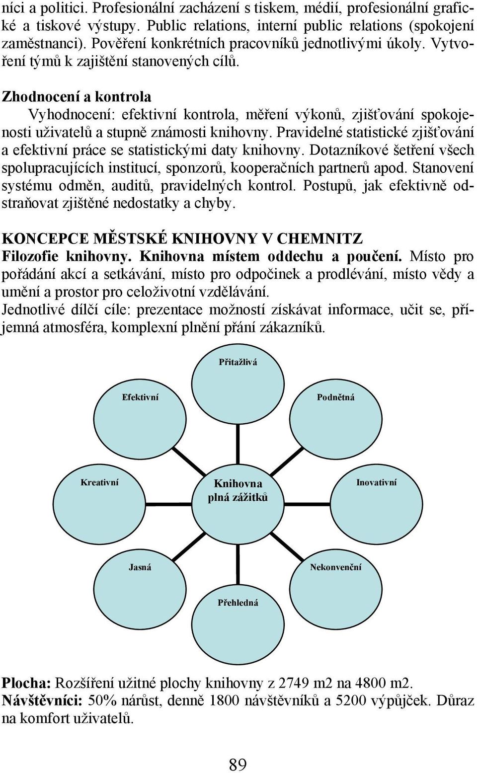 Zhodnocení a kontrola Vyhodnocení: efektivní kontrola, měření výkonů, zjišťování spokojenosti uživatelů a stupně známosti knihovny.