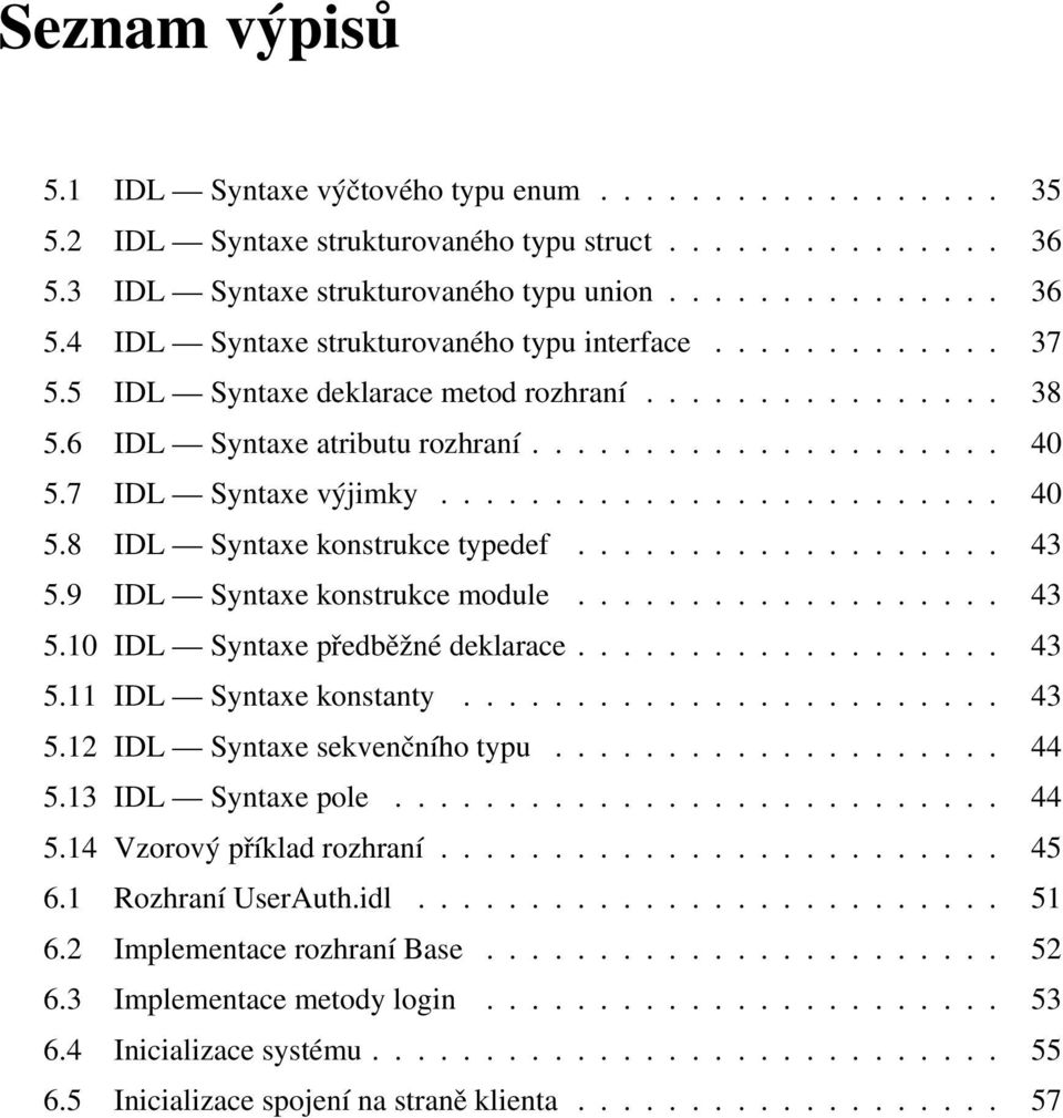 .................. 43 5.9 IDL Syntaxe konstrukce module................... 43 5.10 IDL Syntaxe předběžné deklarace................... 43 5.11 IDL Syntaxe konstanty........................ 43 5.12 IDL Syntaxe sekvenčního typu.