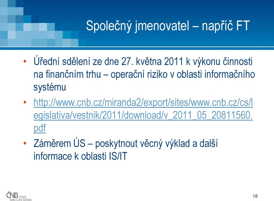 informačního systému http://www.cnb.