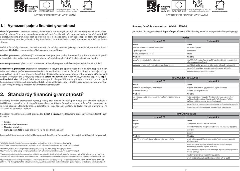 Finančně gramotný občan se orientuje v problematice peněz a cen a je schopen odpovědně spravovat osobní/rodinný rozpočet, včetně správy finančních aktiv a finančních závazků s ohledem na měnící se