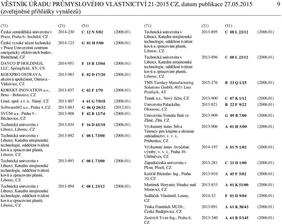 Buštěhrad, CZ DAYCO IP HOLDINGS, LLC, Springfield, XY, US KOEXPRO OSTRAVA, akciová společnost, Ostrava - Vítkovice, CZ KOREKT-INOVATION a.s., Brno - Bohunice, CZ 2014-230 C 12 N 5/02 (2006.