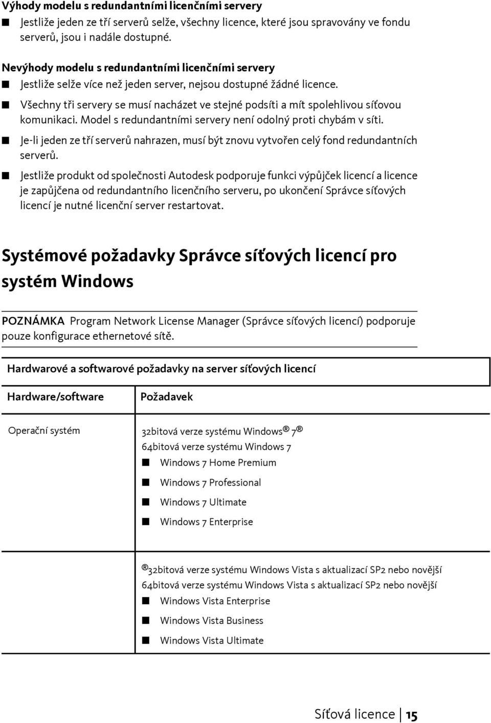 Všechny tři servery se musí nacházet ve stejné podsíti a mít spolehlivou síťovou komunikaci. Model s redundantními servery není odolný proti chybám v síti.