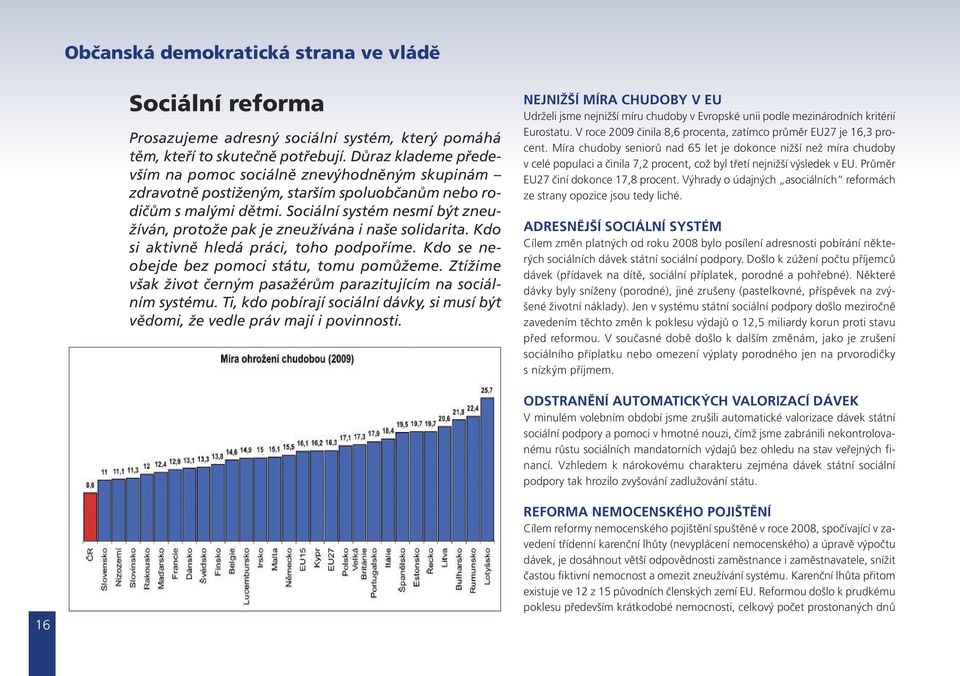 Sociální systém nesmí být zneužíván, protože pak je zneužívána i naše solidarita. Kdo si aktivně hledá práci, toho podpoříme. Kdo se neobejde bez pomoci státu, tomu pomůžeme.