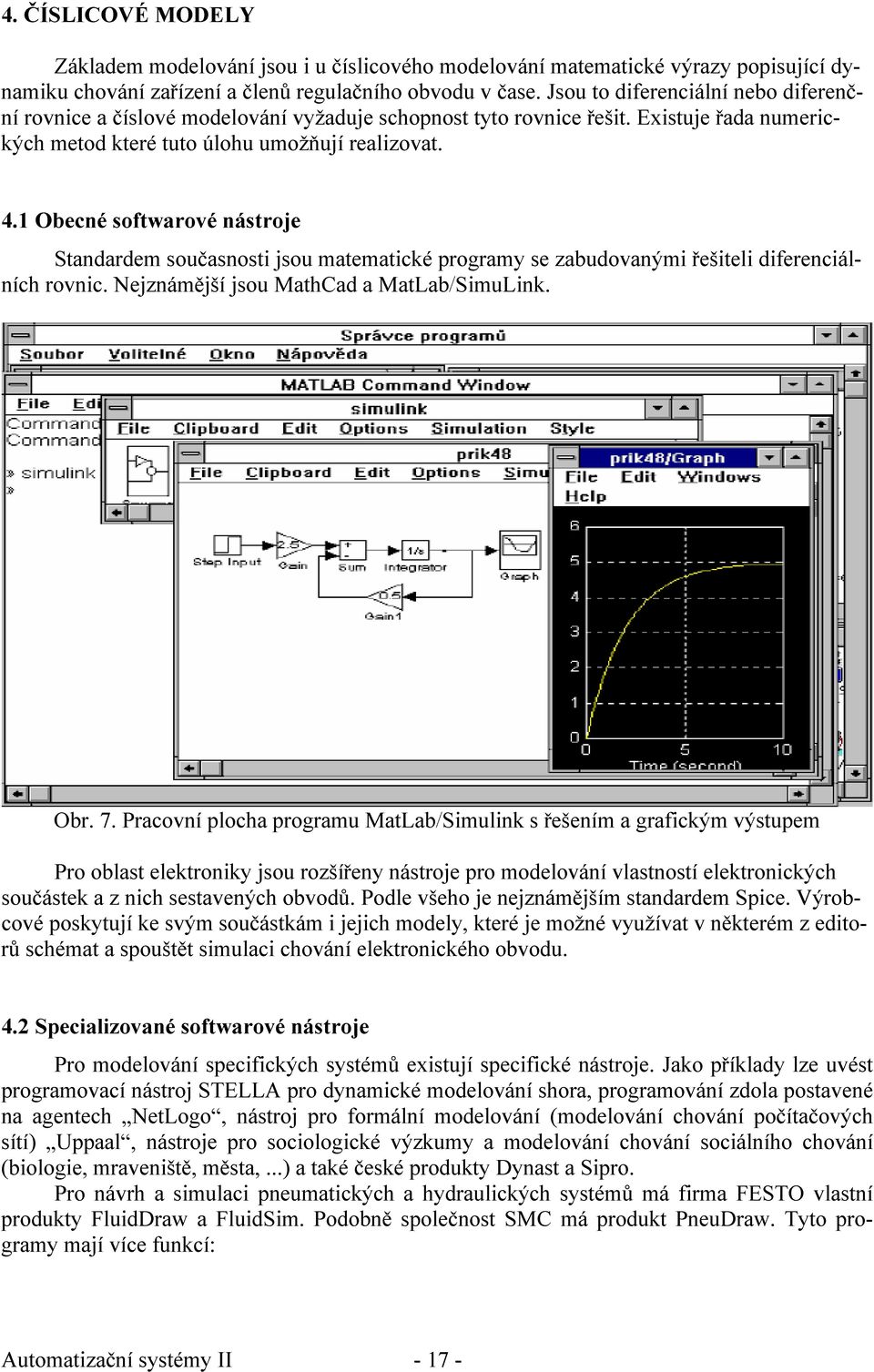 Obcné softwaové nástoj Standadm sočasnosti jso matmaticé pogamy s zabdovanými řšitli difnciálních ovnic. Njznámější jso MathCad a MatLab/SimLin. Ob. 7.