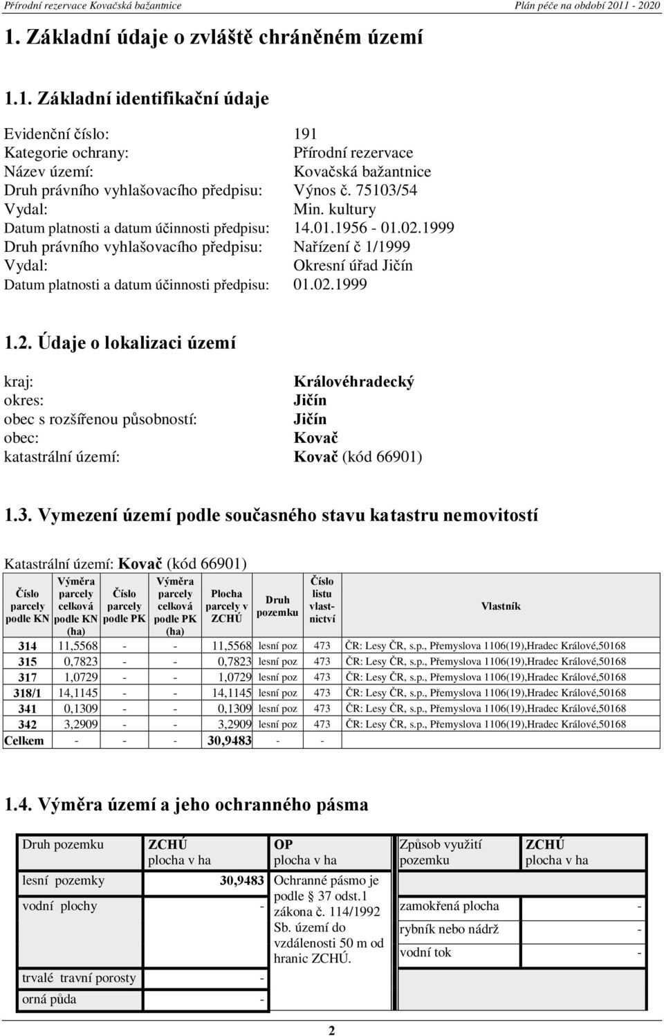 1999 Druh právního vyhlašovacího předpisu: Nařízení č 1/1999 Vydal: Okresní úřad Jičín Datum platnosti a datum účinnosti předpisu: 01.02.