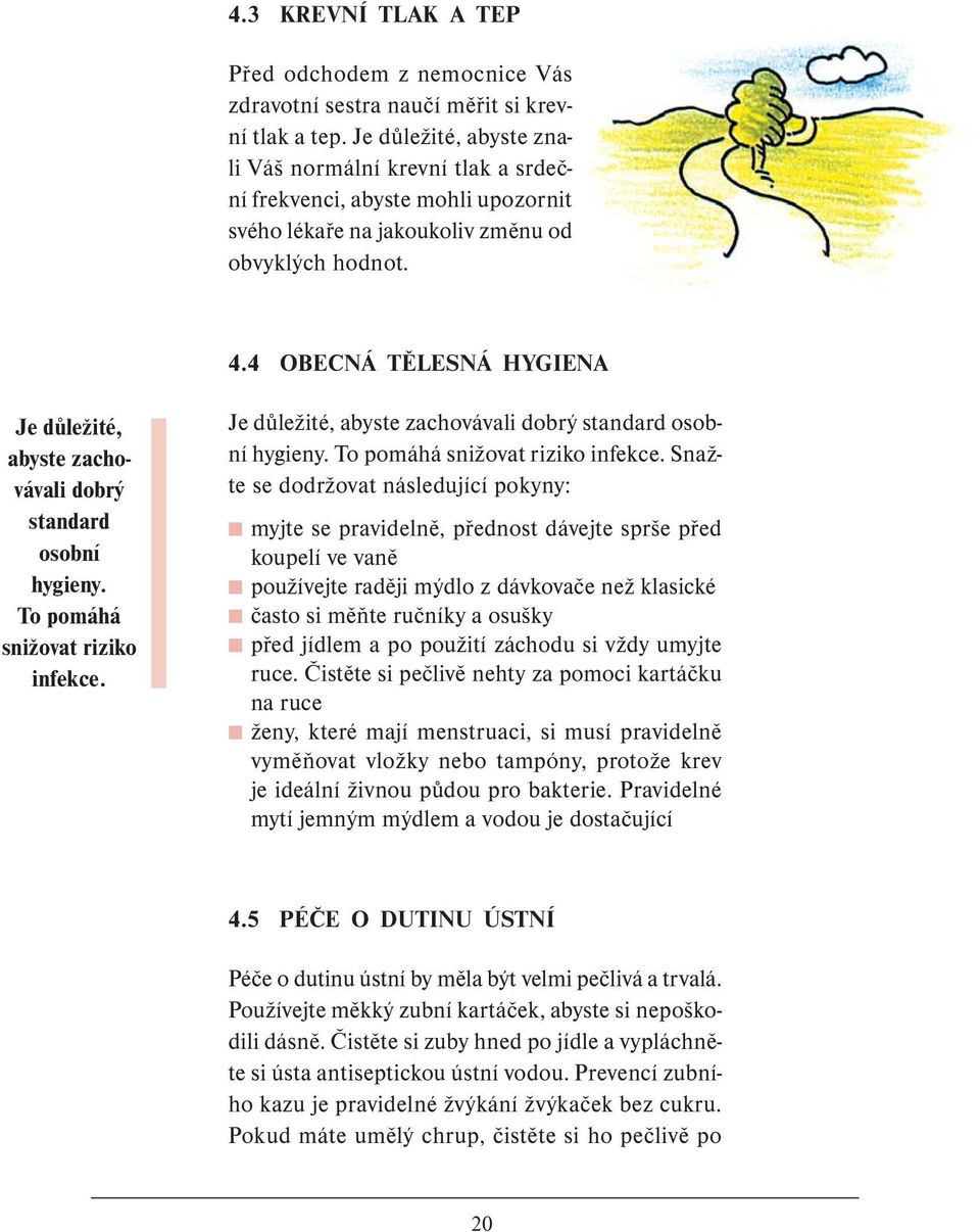 4 OBECNÁ TĚLESNÁ HYGIENA Je důležité, abyste zachovávali dobrý standard osobní hygieny. To pomáhá snižovat riziko infekce.