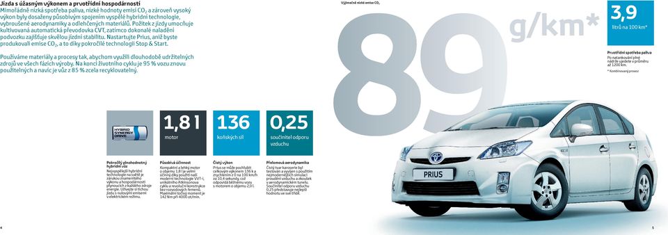 Nastartujte Prius, aniž byste produkovali emise CO 2, a to díky pokročilé technologii Stop & Start.