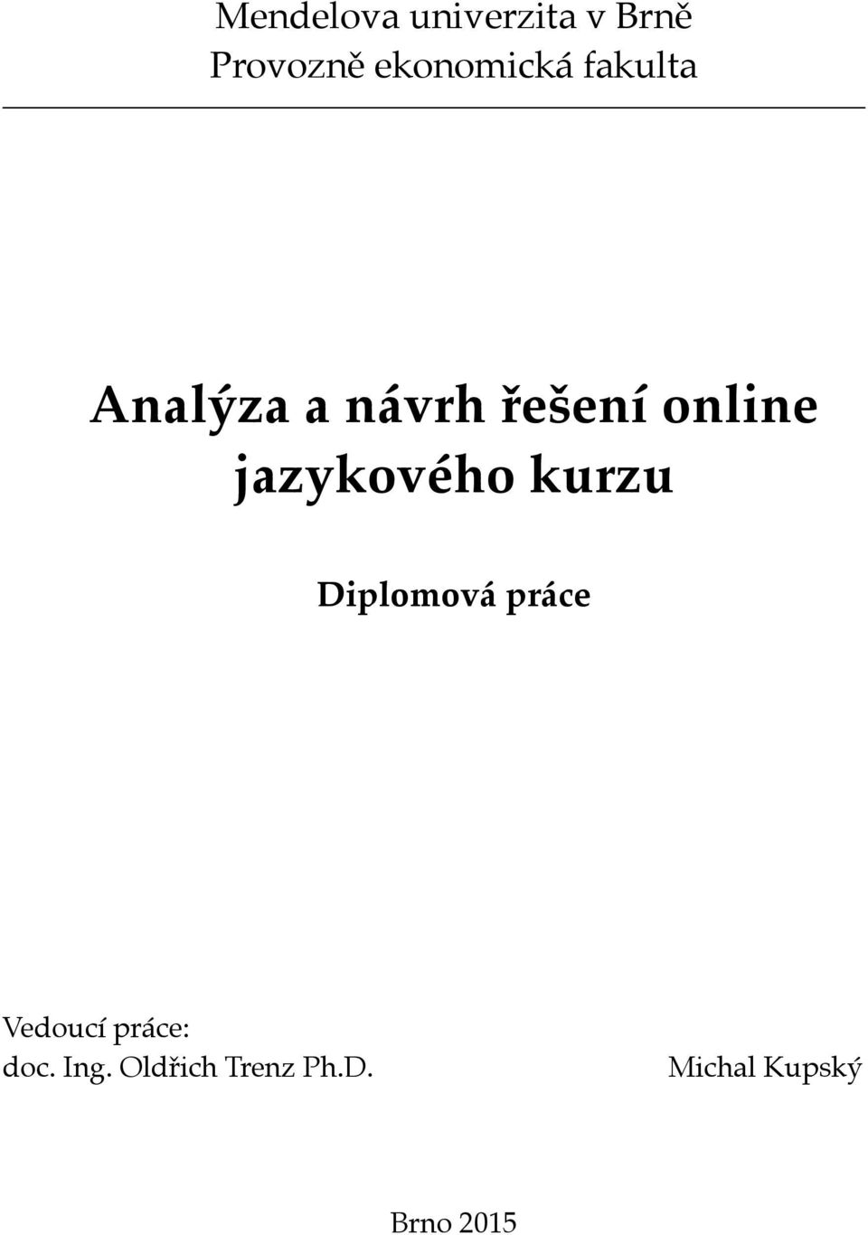 online jazykového kurzu Diplomová práce