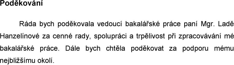 Ladě Hanzelínové za cenné rady, spolupráci a trpělivost