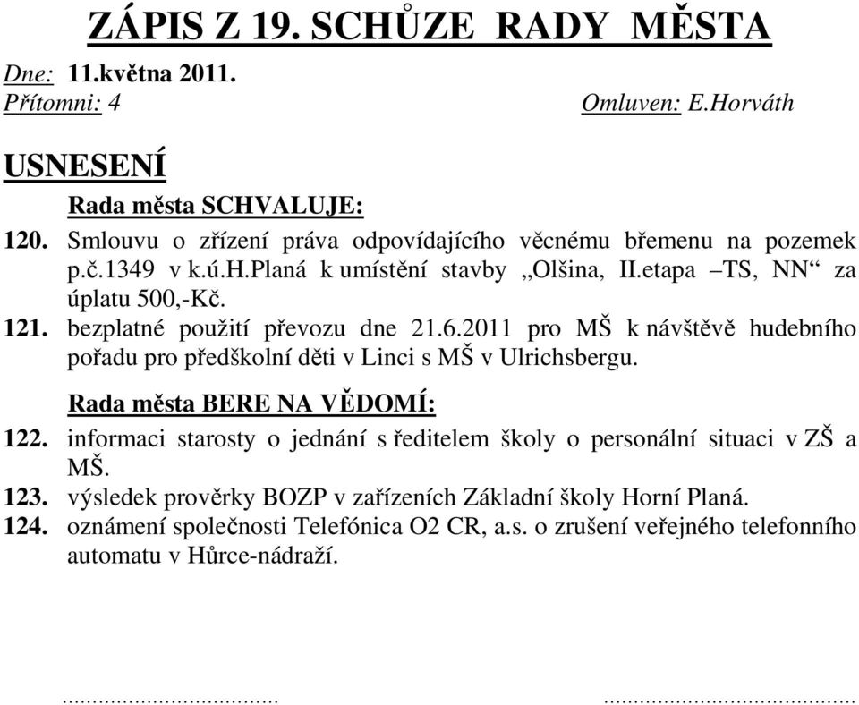 2011 pro MŠ k návštěvě hudebního pořadu pro předškolní děti v Linci s MŠ v Ulrichsbergu. 122.