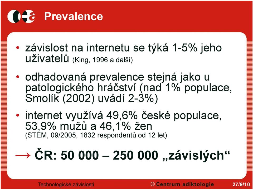 (2002) uvádí 2-3%) internet využívá 49,6% české populace, 53,9% mužů a 46,1% žen