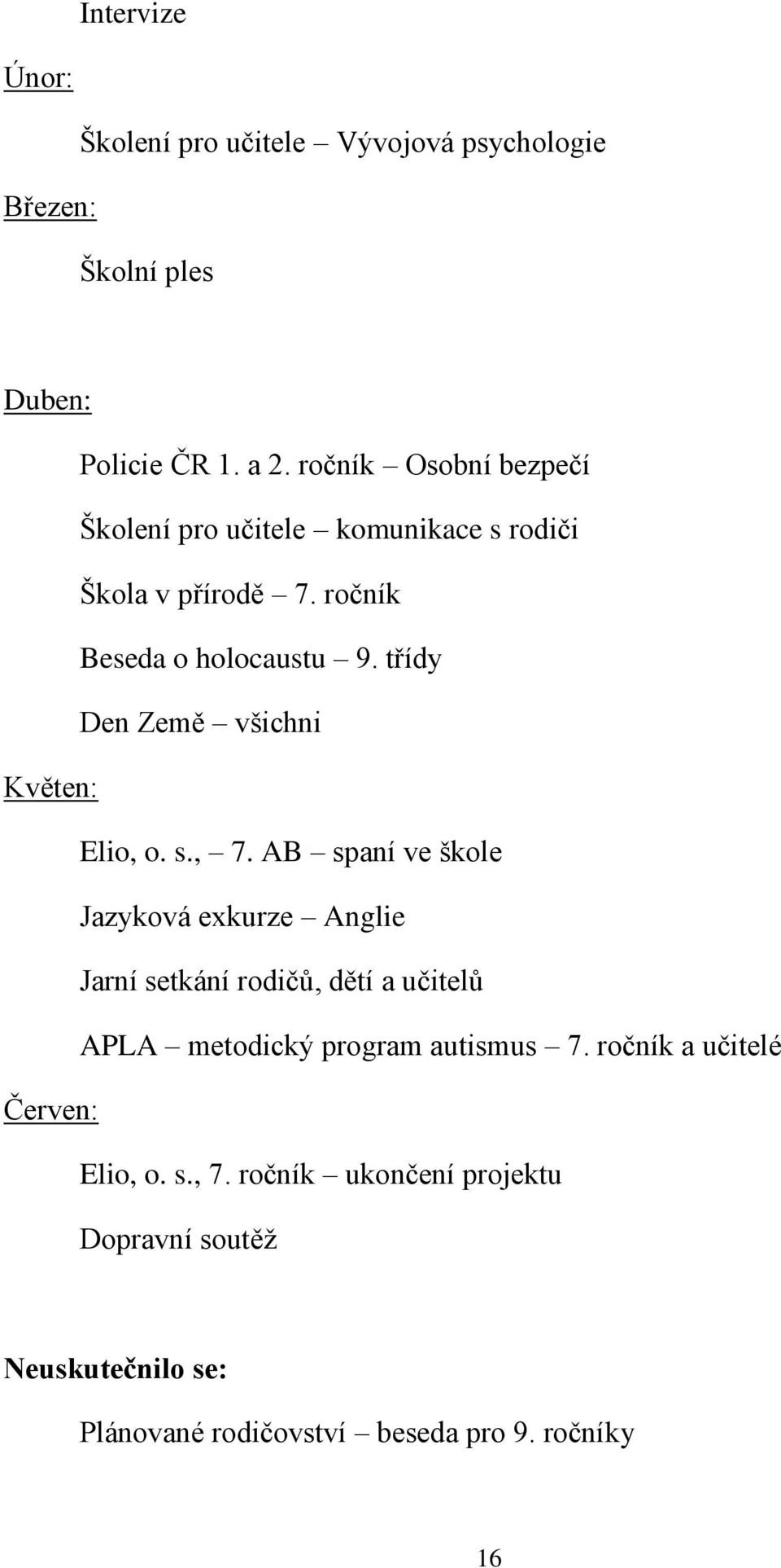 třídy Den Země všichni Květen: Elio, o. s., 7.