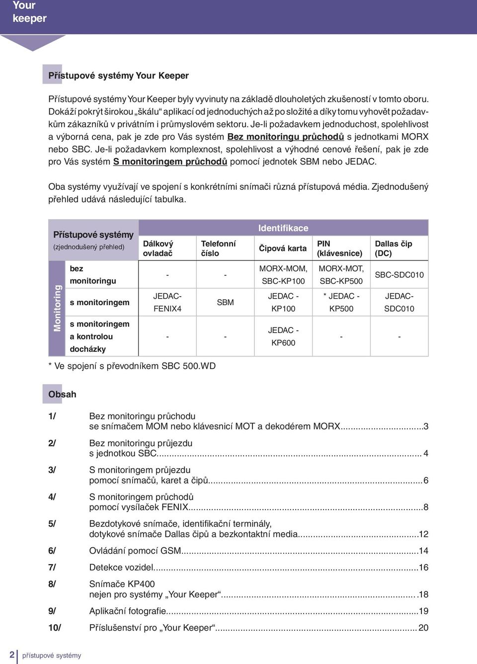 Je-li požadavkem jednoduchost, spolehlivost a výborná cena, pak je zde pro Vás systém Bez monitoringu průchodů s jednotkami MORX nebo SBC.