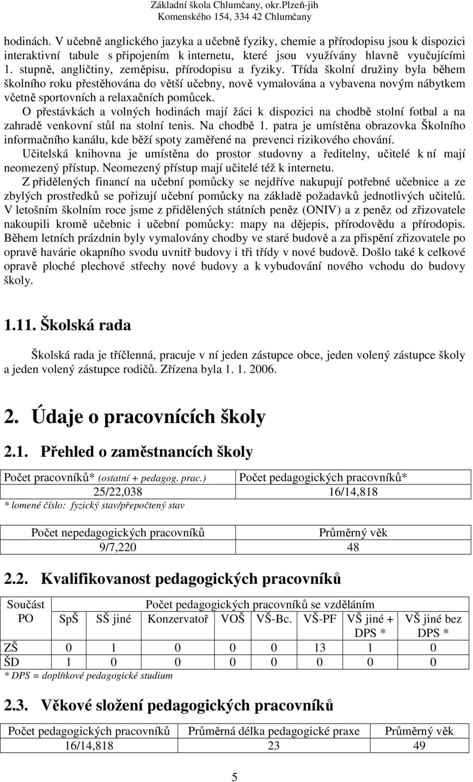 Třída školní družiny byla během školního roku přestěhována do větší učebny, nově vymalována a vybavena novým nábytkem včetně sportovních a relaxačních pomůcek.