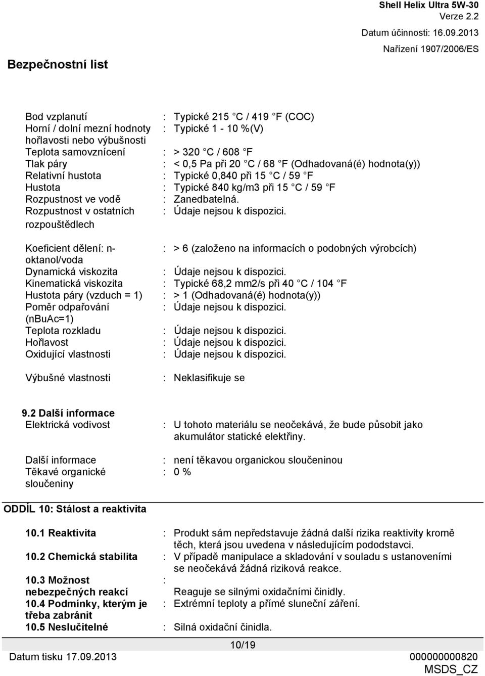 Rozpustnost v ostatních : Údaje nejsou k dispozici.