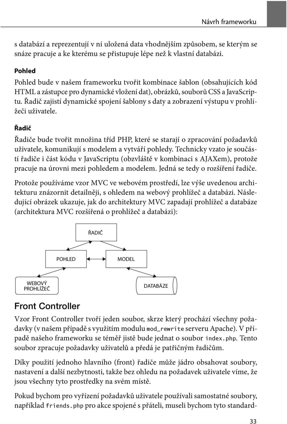 Řadič zajistí dynamické spojení šablony s daty a zobrazení výstupu v prohlížeči uživatele.