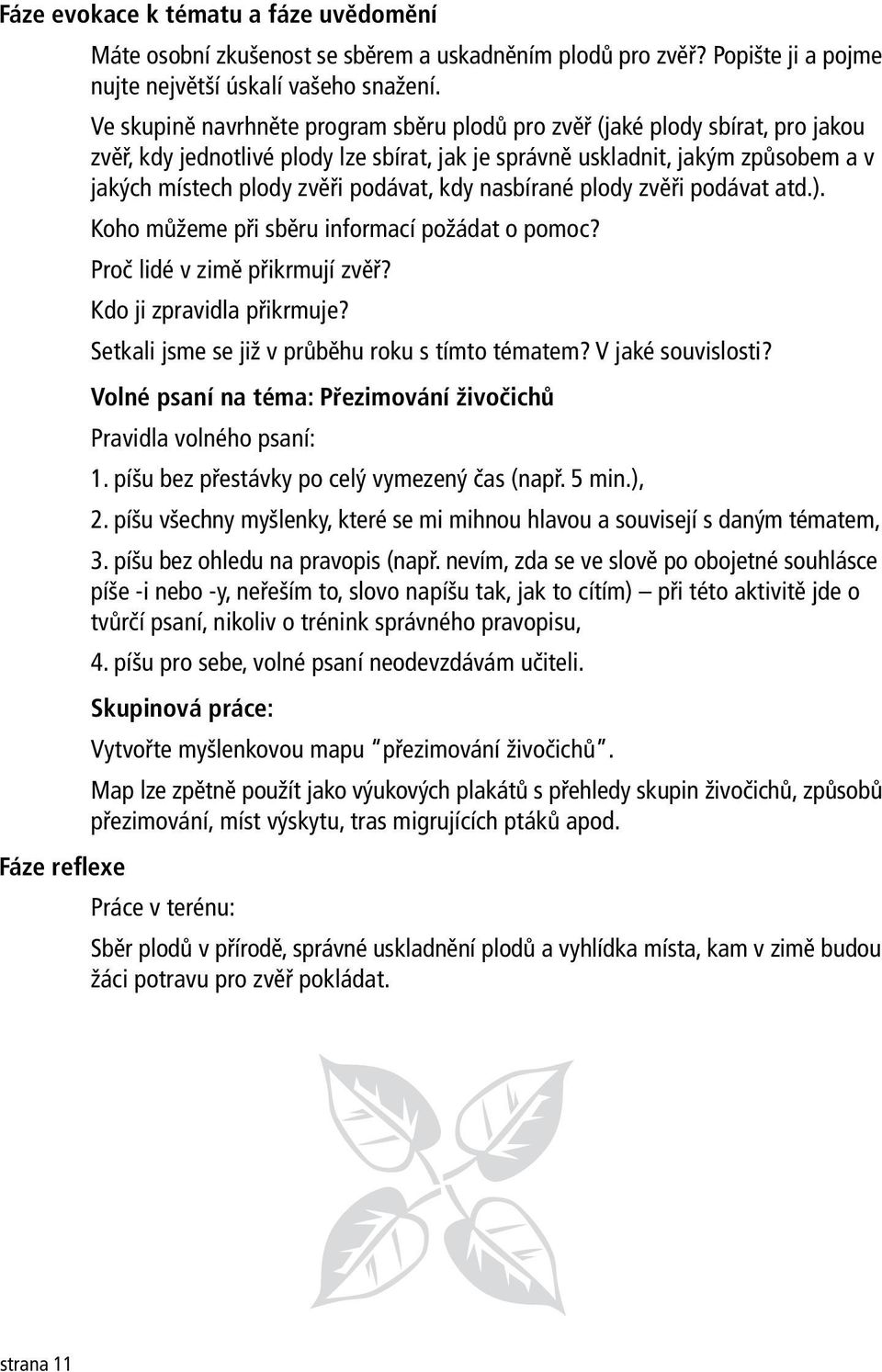 kdy nasbírané plody zvěři podávat atd.). Koho můžeme při sběru informací požádat o pomoc? Proč lidé v zimě přikrmují zvěř? Kdo ji zpravidla přikrmuje?