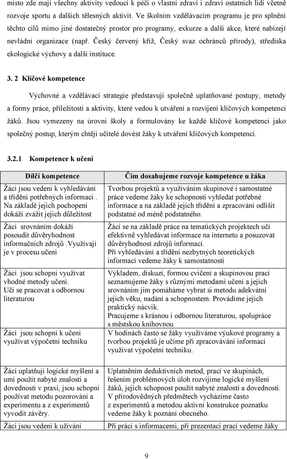 Český červený kříž, Český svaz ochránců přírody), střediska ekologické výchovy a další instituce. 3.