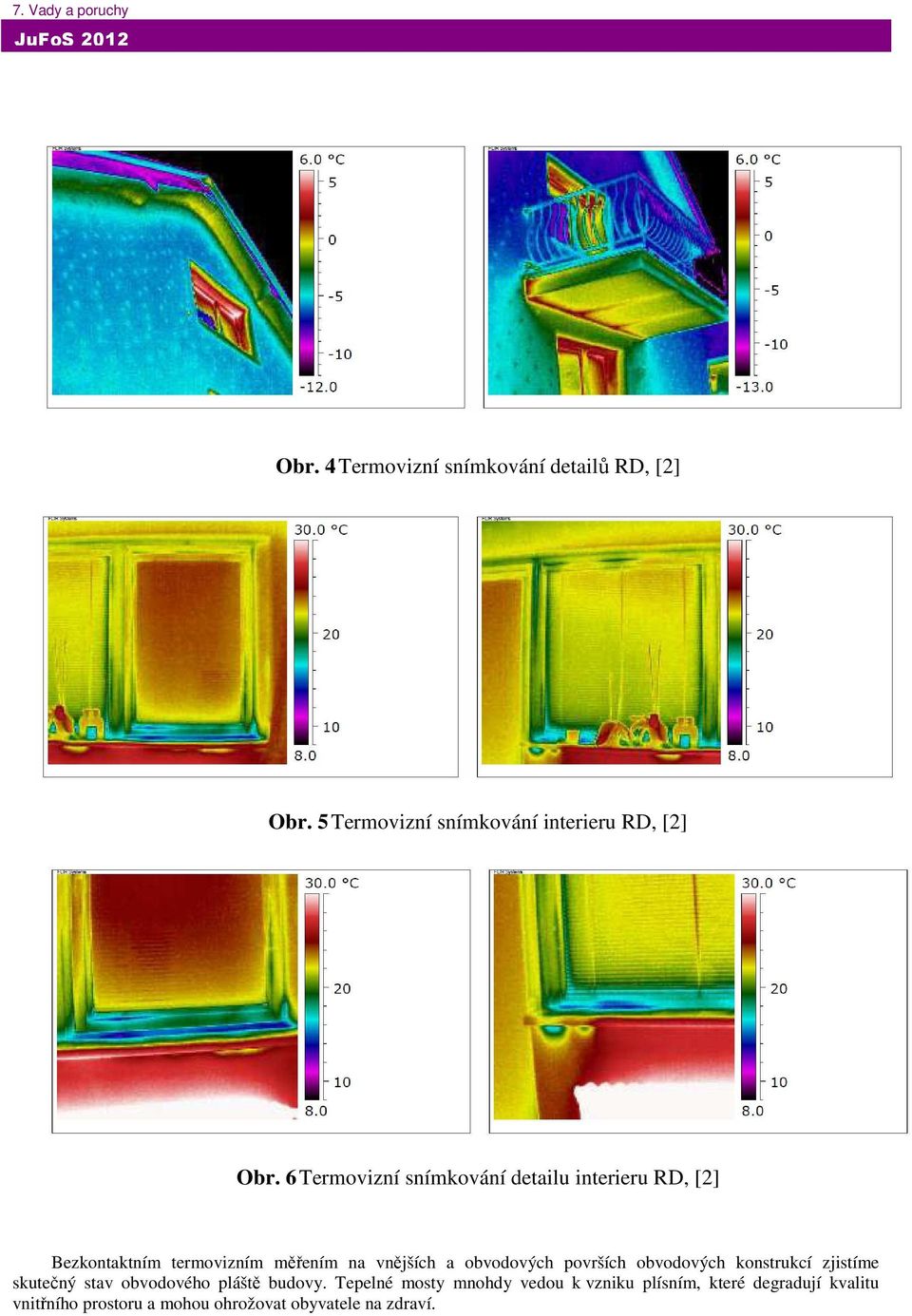 6 Termovizní snímkování detailu interieru RD, [2] Bezkontaktním termovizním měřením na vnějších a