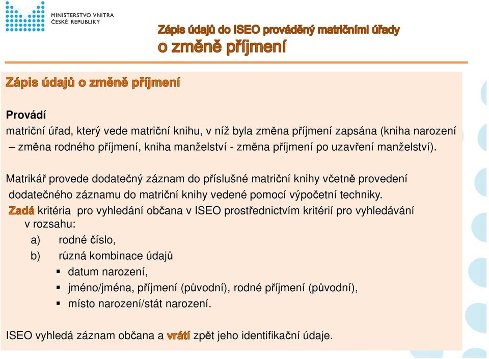 Matrikář provede dodatečný záznam do příslušné matriční knihy včetně provedení dodatečného záznamu do matriční knihy vedené pomocí výpočetní techniky.