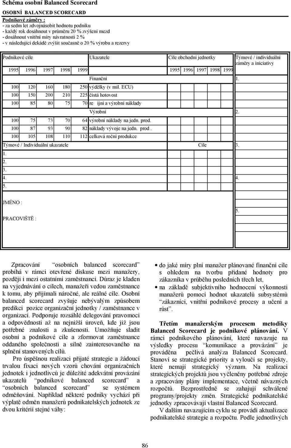 1996 1997 1998 1999 100 120 160 180 250 výdělky (v mil. ECU) 100 150 200 210 225 čistá hotovost 100 85 80 75 70 reijní a výrobní náklady 100 75 73 70 64 výrobní náklady na jedn. prod.