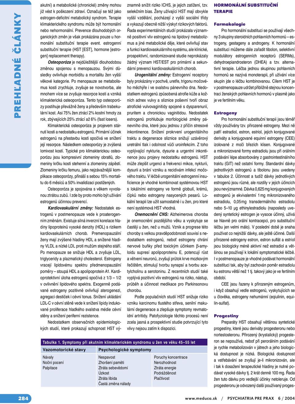 estrogenní substituční terapie (HST [EST], hormone [estrogen] replacement therapy). Osteoporóza je nejdůležitější dlouhodobou změnou spojenou s menopauzou.