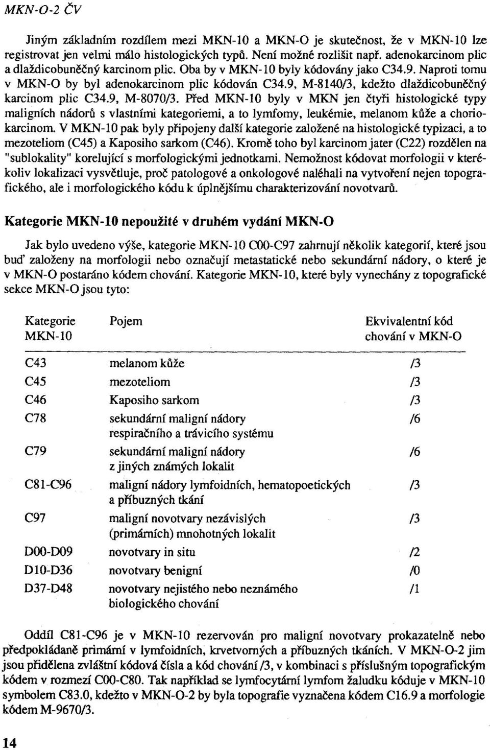 9, M-8140/3, kdežto dlaždicobuněčný karcinom plic C34.9, M-8070/3.