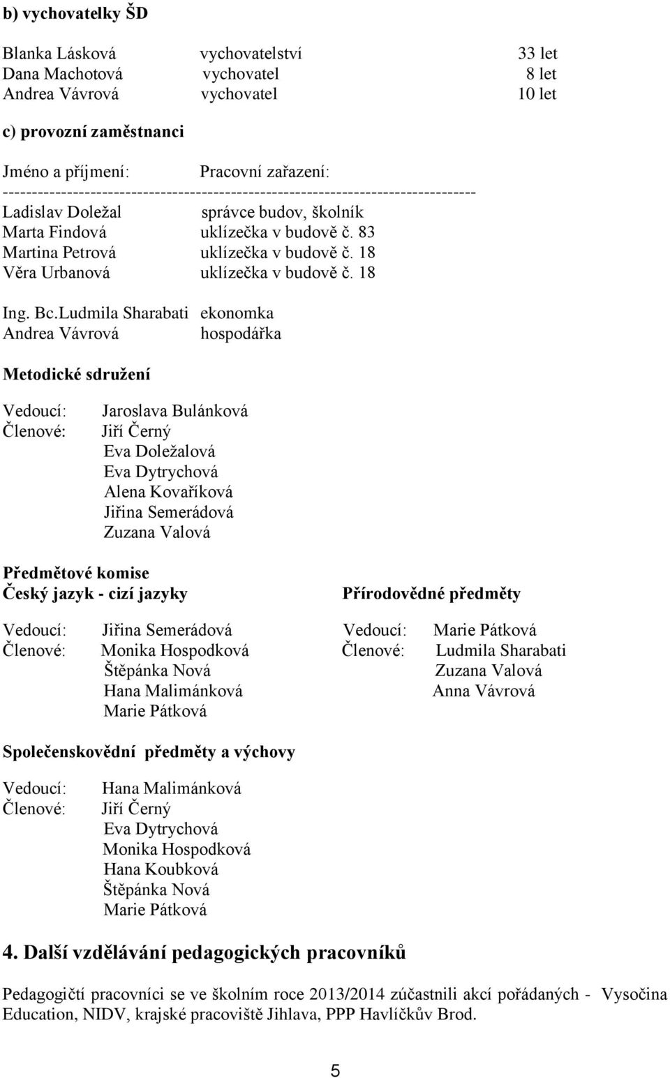 18 Věra Urbanová uklízečka v budově č. 18 Ing. Bc.