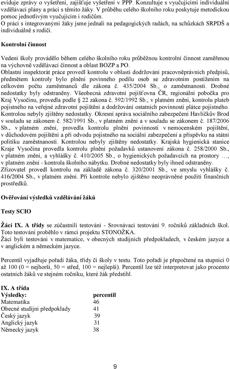 O práci s integrovanými žáky jsme jednali na pedagogických radách, na schůzkách SRPDŠ a individuálně s rodiči.