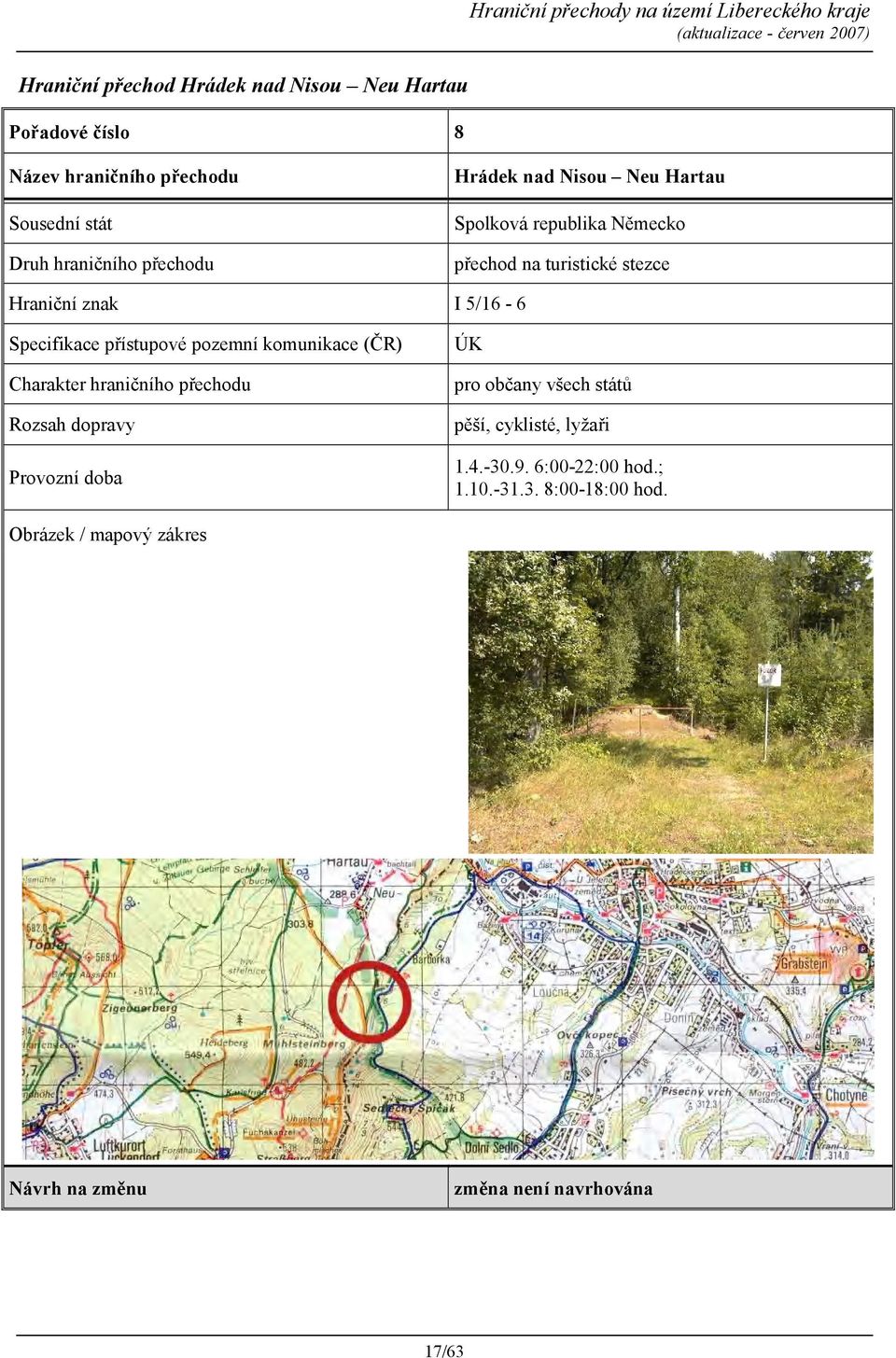 I 5/16-6 Specifikace přístupové pozemní komunikace (ČR) ÚK pro občany všech států pěší, cyklisté, lyžaři